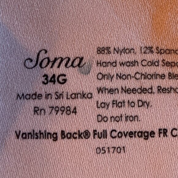 Soma Vanishing Back Full Coverage Underwire Beige Gold Lace Smooth Bra … - Picture 5 of 6